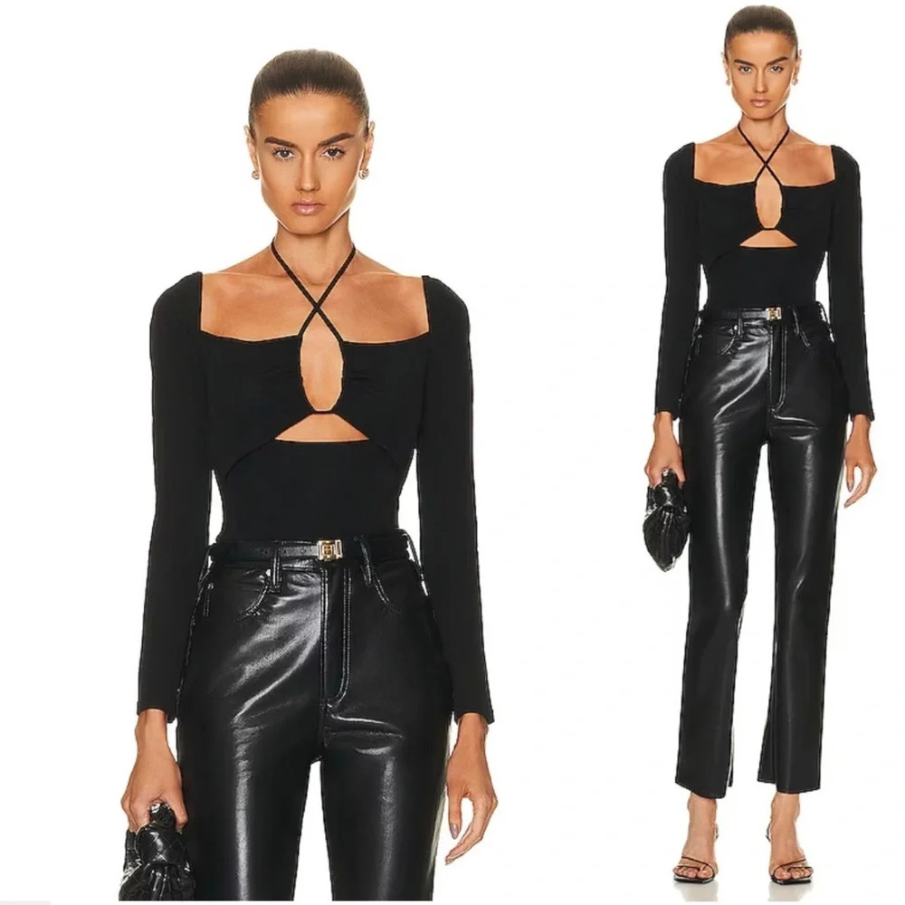 NWT Frame Strappy Knit Top in Noir Size Small $228 FWRD